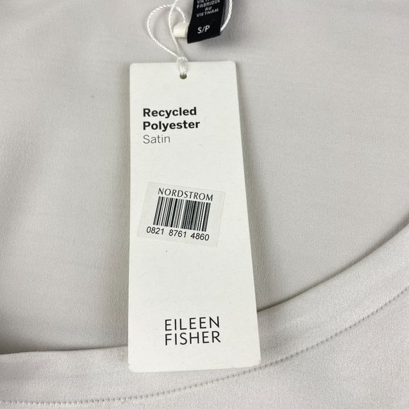 Eileen Fisher Women's Satin Ballet Neck Top Recycled Polyester Bone NWT Sz S/P - Picture 4 of 8